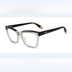 Furla Black and Clear Square Women's Glasses with Gold Logo